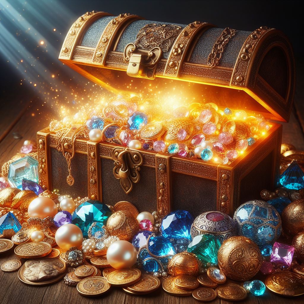 #Sterlinghunt treasure chest with gold, diamonds and gems of different sorts