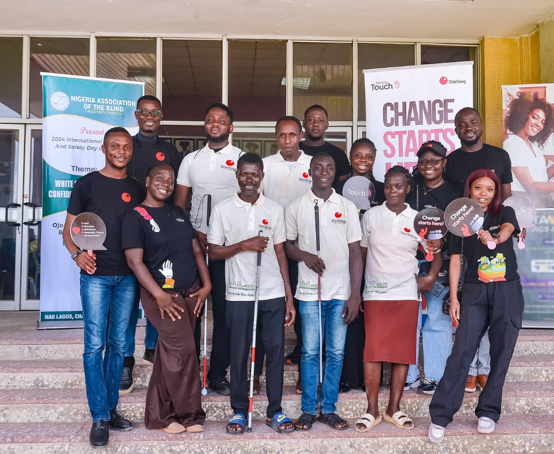 The Sterling Bank Team and some members of the Nigeria Association of the Blind on White Cane Day 2024.