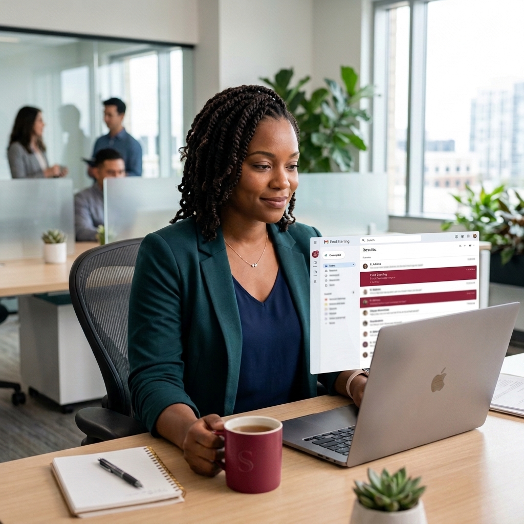 A professional reviewing an unanswered email and checking finances on a phone.
