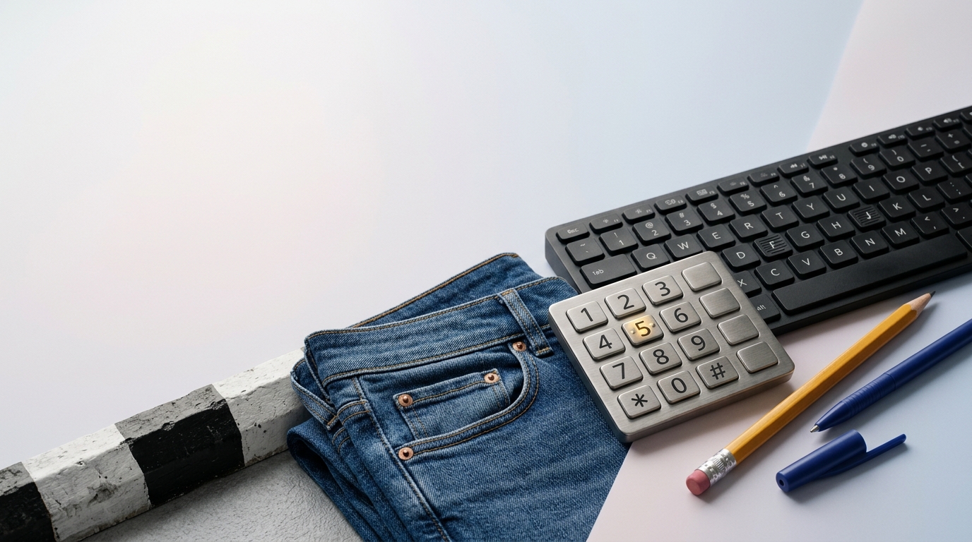 Everyday objects including an ATM keypad, QWERTY keyboard, hexagonal pencil, jeans pocket and pen cap, highlighting the practical design details we often overlook.